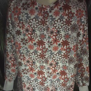 Women's Scrub Top Long Sleeved Metal Snap Buttons (L) VG+ [Fashion Seal]